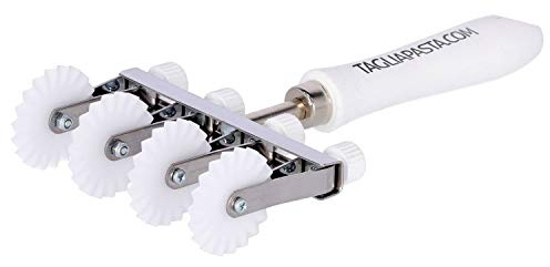 Rotella Tagliapasta | Taglia Pasta Sfoglia Fresca | Quattro Lame in Derlin Dentate Regolabili e Manico in ABS | Diametro 36 mm | Tagliapasta.com [Made in Italy]