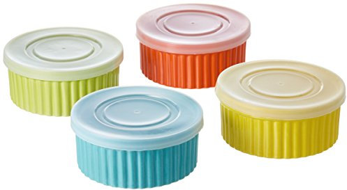 8 Piece, 8 oz. Variety Color Ceramic Ramekin Serve And Storage Set