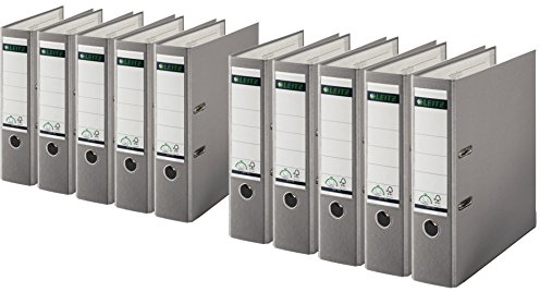 Leitz 1010-50 Qualitäts-Ordner Plastik-Cover (A4 breit | 10er Pack, grau)