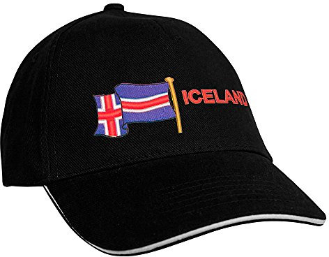 Fan-O-Menal Textilien Baseballcap mit Einstickung Fahne Flagge Iceland Island 69989 in versch. Farben Farbe schwarz