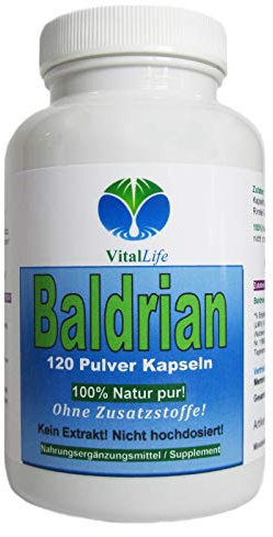 Baldrian 120 Pulver Kapseln NATUR PUR. NICHT hochdosiert KEIN Extrakt OHNE Zusatzstoffe OHNE Füllstoffe. 26399
