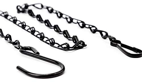 LUTER 12 Pack 22.4 Inches Decorative Hanging Chains - Black Mental Hook Chain Hanger for Bird Feeders, Baskets, Planters,Lanterns,Wind Chimes,Billboards, Chalkboards, Indoor Outdoor Use