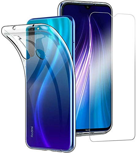 compatibile con XIAOMI REDMI NOTE 8T / M1908C3XG Custodia ULTRA SOFT SLIM cover GEL SILICONE protezione TPU morbida + PELLICOLA VETRO TEMPERATO ANTIURTO 9H (trasparente)