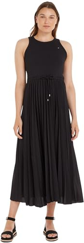 Tommy Hilfiger Damen Kleid Midi Dress Ärmellos, Schwarz (Black), XXL