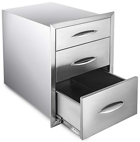HuSuper 45.7 x 38cm Kamintür Einbauschubladen Dreistöckig Edelstahl BBQ Tür Vertikal BBQ Island Tür