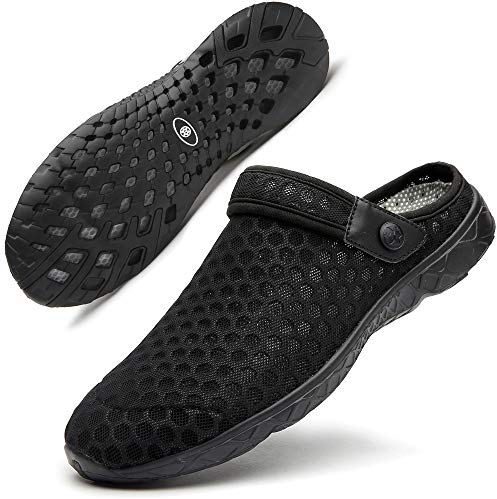 Zapatillas de Casa Hombre Zuecos y Mules Mujer Zapatos de Jardín Pantuflas de Piscina Chancletas Transpirables Verano Negro 41