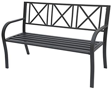 HTI-Line Gartenbank Nordic Schwarz Sitzbank Landhausbank mit Armlehne