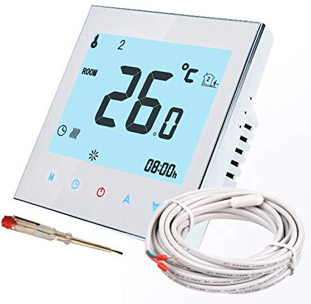 Nassboards Smart WiFi Electric Thermostat - Simple Installation, Compatible with Alexa, Google Home, WiFi Control, Electric Underfloor Heating - Installation Kit Included