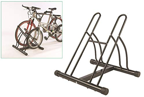 Floor Mount Double Bicycle Holder Storage Rack for 2 Bikes Stand Garage Outdoors