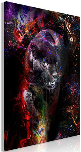 decomonkey Bilder Tiere Abstrakt 80x120 cm 1 Teilig Leinwandbilder Bild auf Leinwand Vlies Wandbild Kunstdruck Wanddeko Wand Wohnzimmer Wanddekoration Deko Art Jaguar schwarz bunt