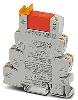PHOENIX CONTACT PLC-RPT-120UC/21-21/EX PLC-Schnittstelle, Bestehend aus Tragschienenmontabler Grundklemme in 14mm mit Push-in-Anschluss, 120 AC/ DC Eingangsnennspannung, 10 Stück