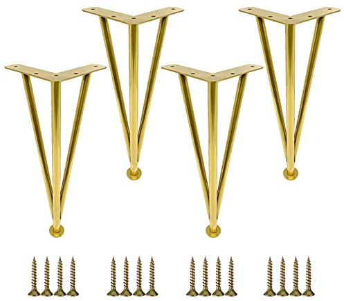 Jolan Metall Tischbeine Möbelfüße,4 Stück,10cm 15cm 20cm 25cm 30cm 35cm 40cm, Verstellbare Möbelbeine, Tischfüße, Für Schreibtisch, Sofas, Schränke, Couchtische Möbelfüsse,Gold-10cm/3.9in
