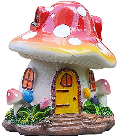 windyday Feenhaus Pilz Gartenfigur Für Außen Harz Elfenhaus Landschaftsstatuette Entzückende Hütte Garten Deko Gartendekor Rasendekor Harz Ornament Pilzhaus Statue Für Patio Yard Dekorationen