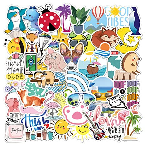 Aufkleber,50 Stück Aesthetic Sticker Decals Aufkleber Auto Trendy Wasserdicht Vinyl Stickers für Erwachsene Kinder(style D)