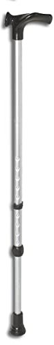 FabaCare Gehstock Handy, Gehstütze mit anatomischem Griff, höhenverstellbar, extra leicht, bis 125 kg, Silber Eloxiert, Rechts