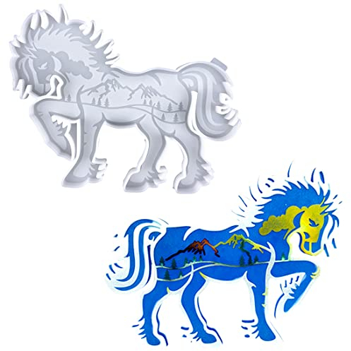 Voyyphixa DIY Pferd Silikonform Tier Epoxidharz Formen Untersetzer Silikonformen, Platzdeckchen Gießform für Wolf Schlüsselanhänger Desktop Ornamente Schokolade Kuchen Kunsthandwerk (War Horse Mould)