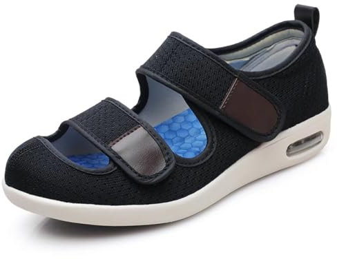 Hovoto Verbandschuh, Diabetiker Schuhe, Rehaschuhe für Geschwollene, Freizeitschuhe Mit Klettverschluss, Therapieschuhe, Präventivschuhe Daumen Valgus Schuhe Senioren(Schwarz,39)