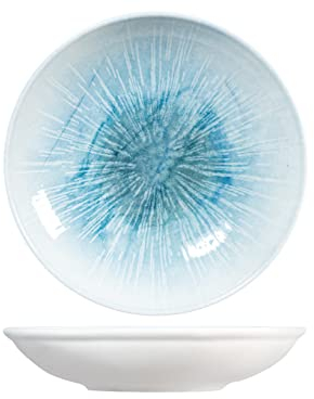 H&H Neptune Piatto Multiuso in Porcellana, 25cm, Centrotavola, Design Moderno ed Elegante, Blu Sfumato