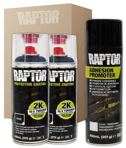 DISPIVAL 2 x SPRAY PINTURA RAPTOR 2K NEGRO + IMPRIMACION PLASTICOS