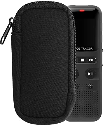 kwmobile Neopren Hülle kompatibel mit Universal Voice Recorder Diktiergerät - Cover mit Reißverschluss - Innenmaße 11,5 x 4,5 cm - Schwarz