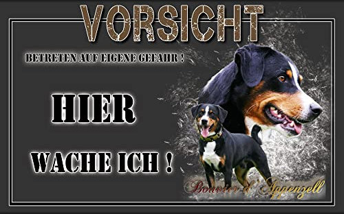 hier wache ich hund Appenzeller Sennenhund 20/12,5 cm
