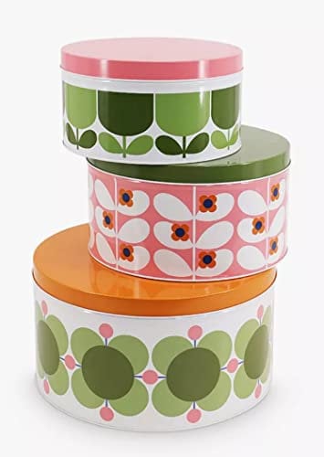 Orla Kiely Nesting Cake Tins Set of Three - Bubblegum/Basil