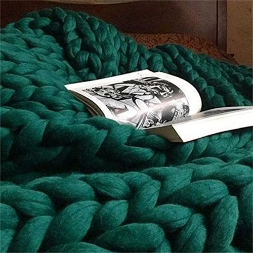 ZOYIEP Grobstrick Decke,Gestrickte Decke Grob Kuscheldecke,Handgefertigt Grobe Strickdecke Sofa Decke Wolle Kuscheldecke Wolldecke Zuhause Dekor Geschenk (Schwarzgrün,70x130cm)