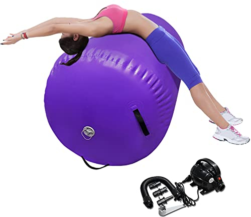 Air Rolle Turnen Aufblasbare Gymnastik Training Zylinder Tumbling Rolle Air Barrel Yoga Roll mit Pumpe(Violett,100x60cm)