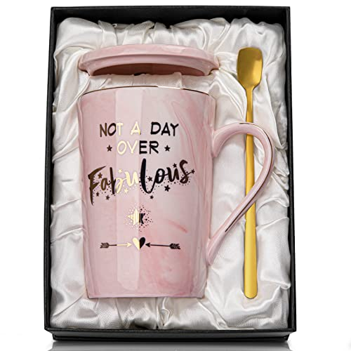 Idee Regalo Donna Compleanno, Tazza da Caffè in Ceramica Rosa Con motivo Dorato, Regalo per lei, Mamma, Zia, Sorella, Moglie, Amica, Insegnante, Regalo di Natale, Elegante Confezione Regalo
