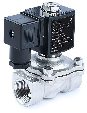 U.S. Solid Elettrovalvola in acciaio inossidabile G 1 24 V DC normalmente chiusa 10 bar - Valvola acqua elettrica per acqua, aria, diesel, cherosene, benzina