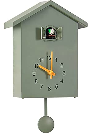 WMLBK Kuckuck Wanduhr, Moderne Kuckucksuhr, Kuckucksuhr mit Kuckuckvogel, Wanduhr mit Pendel, Wandwecker für Wohnzimmer Schlafzimmer Küche (Grün)