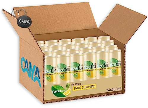 24X Fuzetea Té Nero al Gusto Limone con una Nota di Lemongrass Lattina da 330ml - Drink Summer 2023 [CAIYA® BOX da 24 Confezioni]