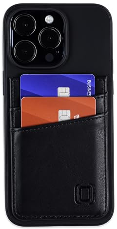 Dockem Custodia Per Carte per iPhone 15 Pro Max con Guscio in TPU Riciclato e 2 Slot per Schede Cuciti, Portafoglio in Pelle Sintetica Riciclata (N2R, Nero)
