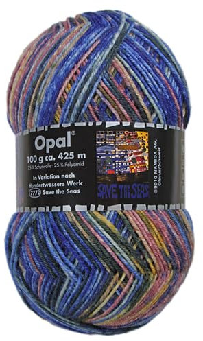 Frida's Wollhaus Opal 100 g Hundertwasser Sockenwolle 4-fach Strümpfe Socken Stricken 24 Farben (3207 | Save the Seas)