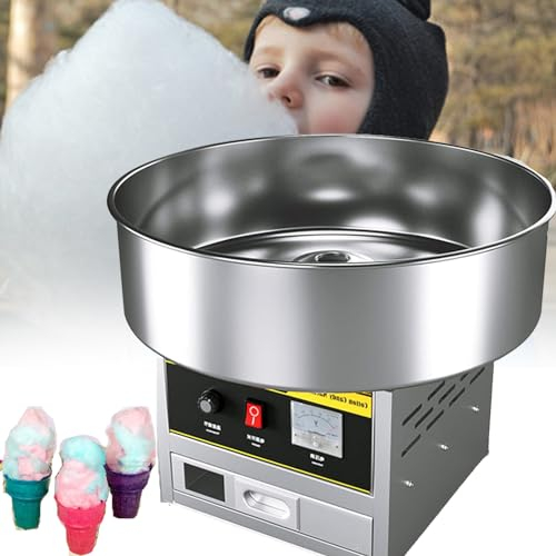 DPQYJPP Macchina per Zucchero Filato Commerciale da 1200 W, Macchina per Zucchero Filato Professionale, Macchina per Zucchero Filato elettrica per Feste di Compleanno,Silver