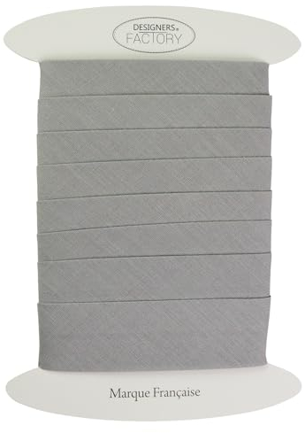 Schrägband baumwolle gefalzt - Große Breite 30 mm - Verkauft in 5 Metern, ideal für dickere Nähprojekte, gesteppte Decken, Plaids, Kissen... (Hellgrau)