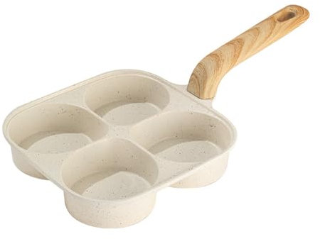 padelle carote, padella per uova antiaderente da 4 tazze, padella per frittata antiaderente con manico in legno, padella per uova in lega di alluminio, padella per la colazione0, brunch, a