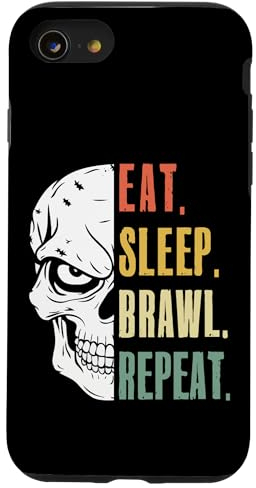 Hülle für iPhone SE (2020) / 7 / 8 Eat Sleep Brawl Wiederhole lustige Videospieler-Spiele