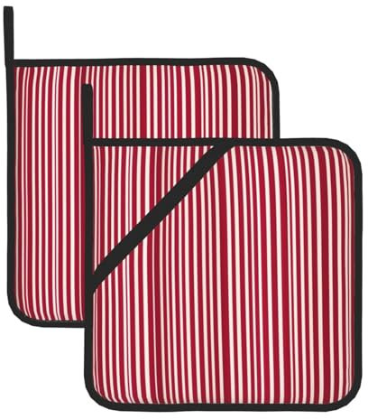 Juego de 2 manoplas para cocina, pastelería, barbacoa, microondas, color rojo y negro