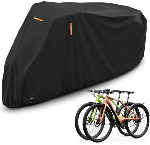 Abdeckplane Fahrrad Wasserdicht, QZMVER Fahrradabdeckung Wasserdicht mit Schlosslöchern, Fahrradschutzhülle Winddicht Anti-Staub-Regen-Schnee-UV für Mountainbike,Rennrad,Beutel für alle Fahrradtypen