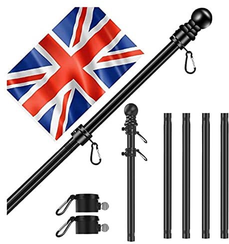 Flag Pole for Garden,6FT/1.8M Stainless Steel Flag Pole Kit for Outside House,5 Sections Flag Pole - Adjustable Length & Rustproof Flag Pole for House (Not Included Bracket and Flag)