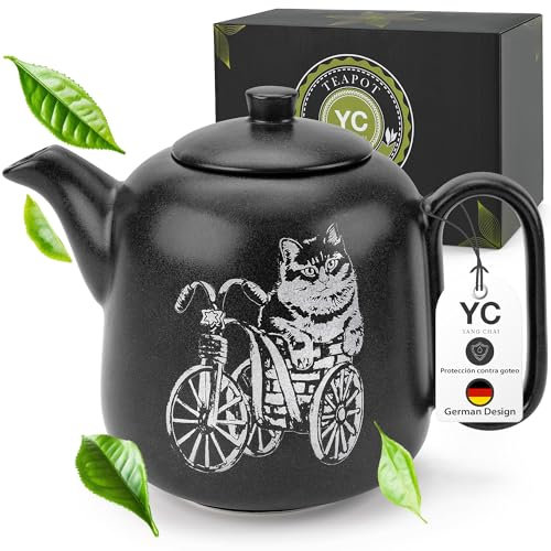 YC Yang Chai Teiera con filtro (1,3 L) – Teiera in ceramica con colino in acciaio inox 304 – Teiera realizzata a mano in ceramica – Senza gocciolamento e resistente al calore – Accessori per tè sfuso