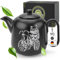 YC Yang Chai Teiera con filtro (1,3 L) – Teiera in ceramica con colino in acciaio inox 304 – Teiera realizzata a mano in ceramica – Senza gocciolamento e resistente al calore – Accessori per tè sfuso