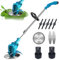 Coupe Bordures sans Fil 24V 4.0Ah Debroussailleuse Electrique sans Fil avec 2 Batterie et Chargeur, 8 Types de Lames, Faible Bruit, pour La Coupe De Jardin et Terres Agricoles
