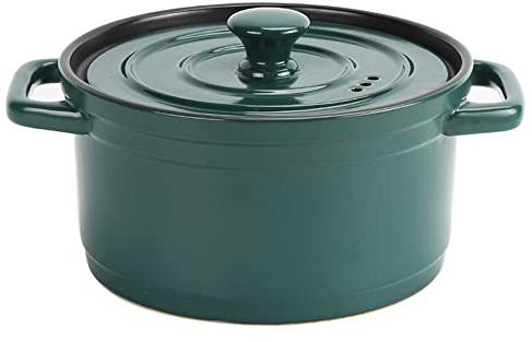 QTANZIQI Faitout en Fonte émaillée, cocotte en Fonte émaillée avec Couvercle, Batterie de Cuisine Robuste en Fonte avec Couvercle, cocotte émaillée antiadhésive allant au Four, Vert 5L