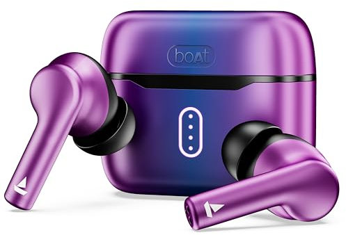 boAt [New Launch] Airdopes 141 Pro Buds, 13mm Drivers, Metallic Finish, 60HRS Battery, 4Mics ENx, Fast Charge, IPX5, v5.3 Bluetooth Earbuds, TWS Ear Buds Wireless Earphones with mic (Galactic Purple)