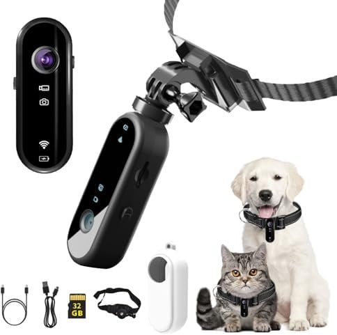 Kocusu Cat Camera Collar HD 1080P,170° Wide Angle Cat Collar Camera with WIFI,Upgrade 360° Rotating with 32GB SD Card, Dog Collar Camera for Cats,Dogs Indoor/Outdoor Video Record