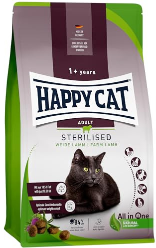 Happy Cat Sterilised Adult Weide Lamm M - Trockenfutter für sterilisierte Katzen und Kater - 10 kg