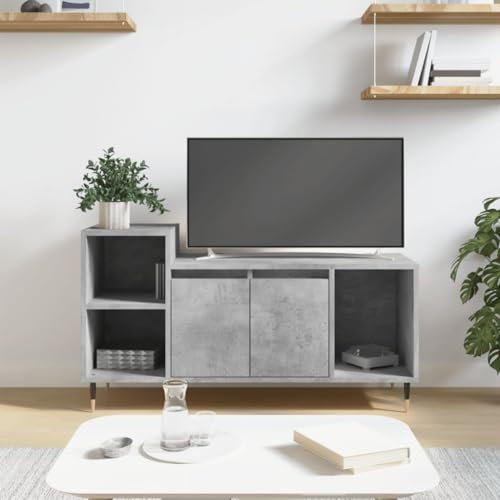 Iiaky Mobile per TV Grigio Cemento 100x35x55 cm Legno Multistrato-Mobile TV Mobile Porta Televisore,Mobiletto Industriale Tavolino Basso Vintage Console per Salotto
