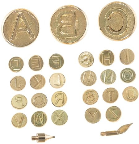 VILLCASE Brennen Tipps Set Für Brandmalerei Holz Leder Kupfer Diy Schnitztransfer Werkzeug Mit Buchstabenstempeln Und Brennspitze Für Holzbuchstaben Gravur